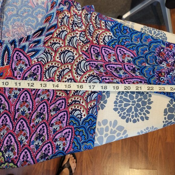 Bohemian/Retro Style Bell Sleeve Tunic Dress Multicolor Peacock Feather Print - Picture 13 of 16